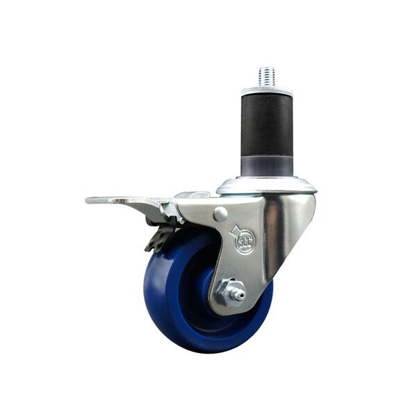3'' Solid Poly Swivel 1-5/8'' Expanding Stem Caster Total Lock Brake